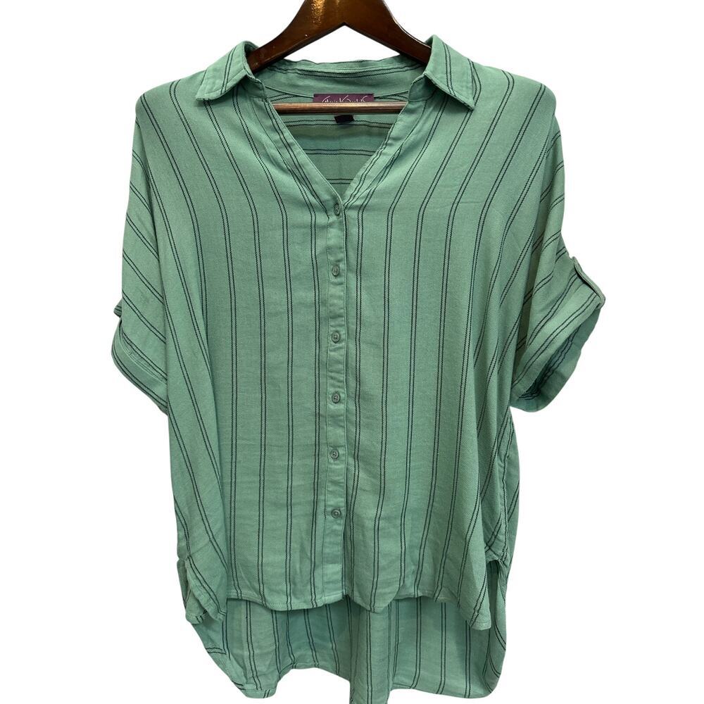 Women’s Gloria Vanderbilt Green Hi/Lo Button Down Size L
